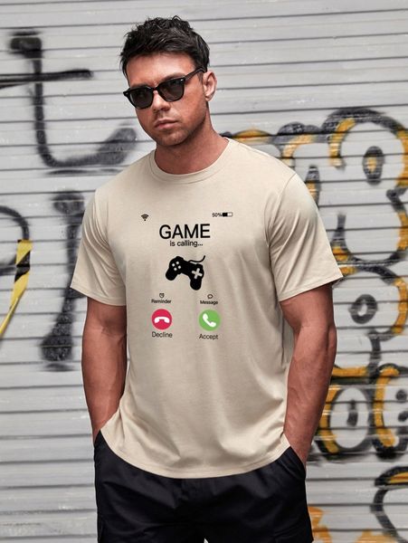 extended sizes men slogan & gamepad print tee 78vl#, White;black
extended sizes men slogan & gamepad print tee 78vl#, White;black