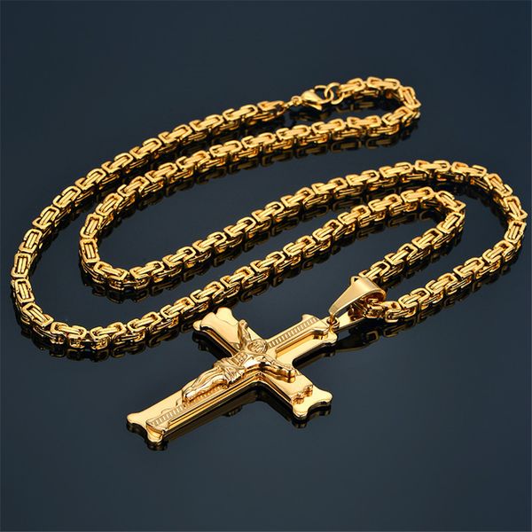 fashion byzantine chain,christ cross stainless steel long necklace for men gold color statement necklace jewelry collares largos 201014, Silver
fashion byzantine chain,christ cross stainless steel long necklace for men gold color statement necklace jewelry collares largos 201014, Silver