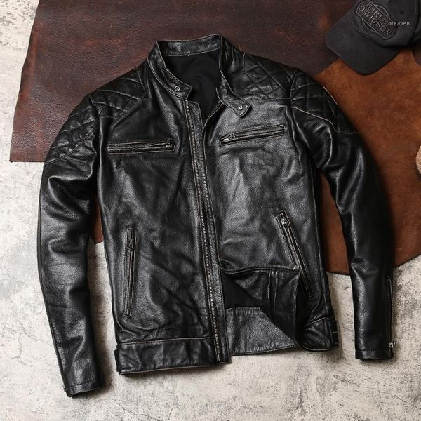 men's cowhide genuine coat motorcycle real jacket men 100% cow leather vintage z-bkhm kj42781, Black
men's cowhide genuine coat motorcycle real jacket men 100% cow leather vintage z-bkhm kj42781, Black