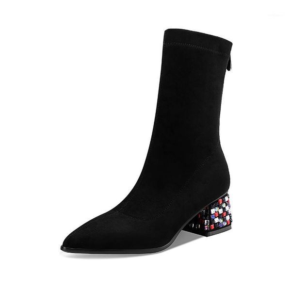 2020 women ankle boots sock boots all match platform pointed toe square 5.5cm high heel slip on women big size 34-431, Black
2020 women ankle boots sock boots all match platform pointed toe square 5.5cm high heel slip on women big size 34-431, Black