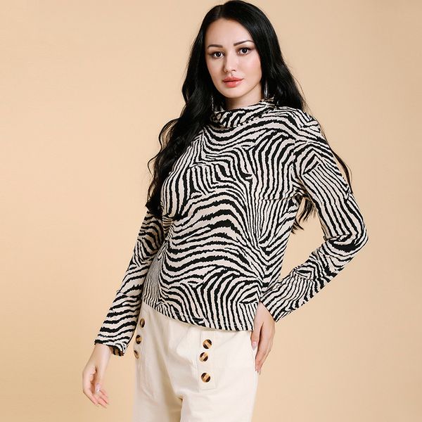 2020 spring new high neck long sleeve striped slim all-matching fashion womens t-shirt, White
2020 spring new high neck long sleeve striped slim all-matching fashion womens t-shirt, White