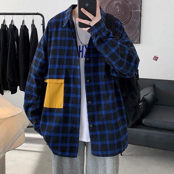 men's casual shirts spring plaid shirt fashion retro men streetwear korean loose pocket harajuku long sleeve mens -2xl, White;black
men's casual shirts spring plaid shirt fashion retro men streetwear korean loose pocket harajuku long sleeve mens -2xl, White;black