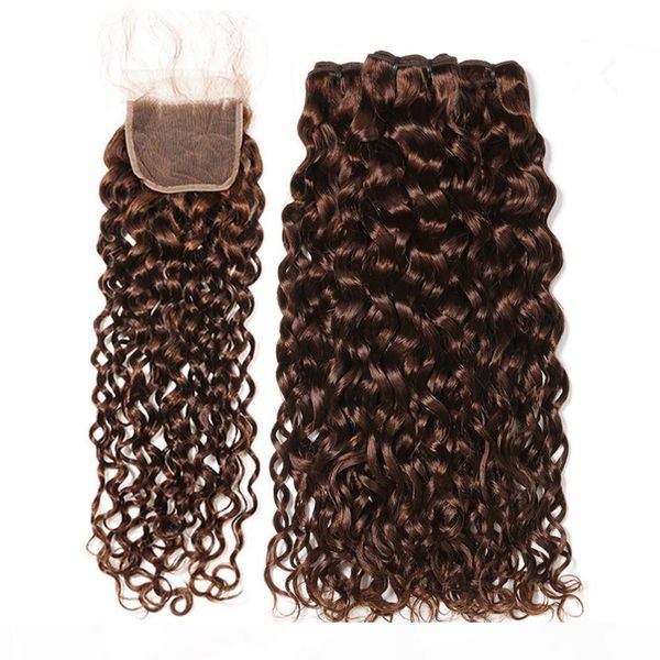 #4 dark brown peruvian wet and wavy human hair 3bundles with closure chocolate brown water wave 4x4 lace closure piece with weave bundles, Black;brown
#4 dark brown peruvian wet and wavy human hair 3bundles with closure chocolate brown water wave 4x4 lace closure piece with weave bundles, Black;brown