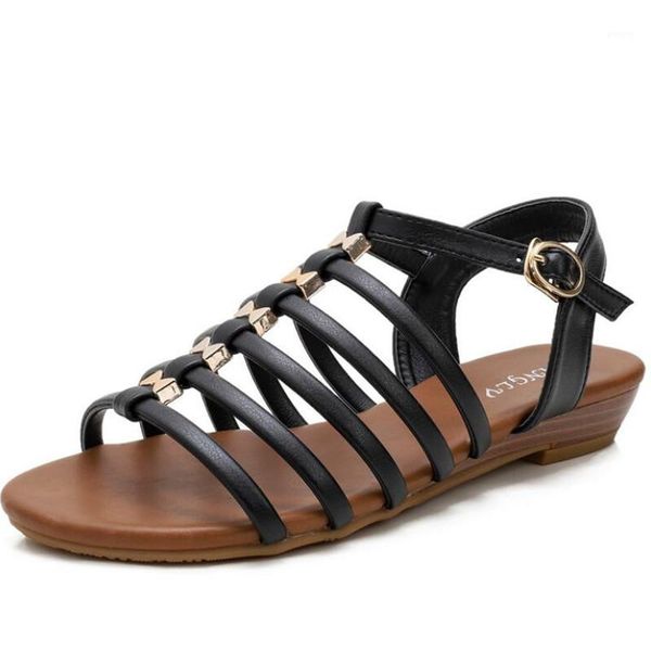 fashion sandals women's slope heel 2021 summer new all-match thin strap women's sandals casual large size flat shoes1, Black 
fashion sandals women's slope heel 2021 summer new all-match thin strap women's sandals casual large size flat shoes1, Black