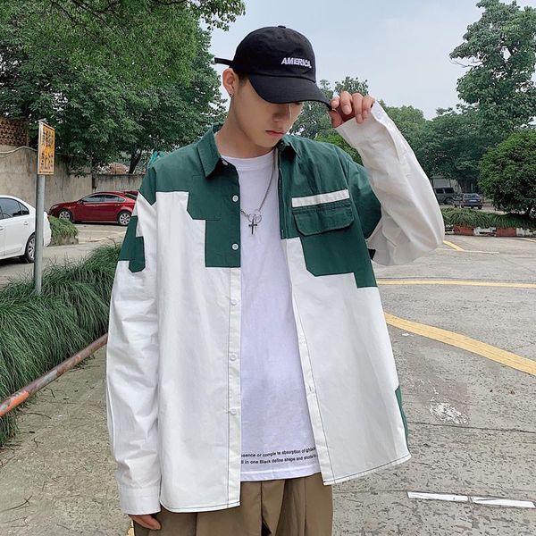 2019 spring and autumn new long-sleeved tooling casual loose youth men's shirt color matching red green / yellow -5xl1, White;black
2019 spring and autumn new long-sleeved tooling casual loose youth men's shirt color matching red green / yellow -5xl1, White;black