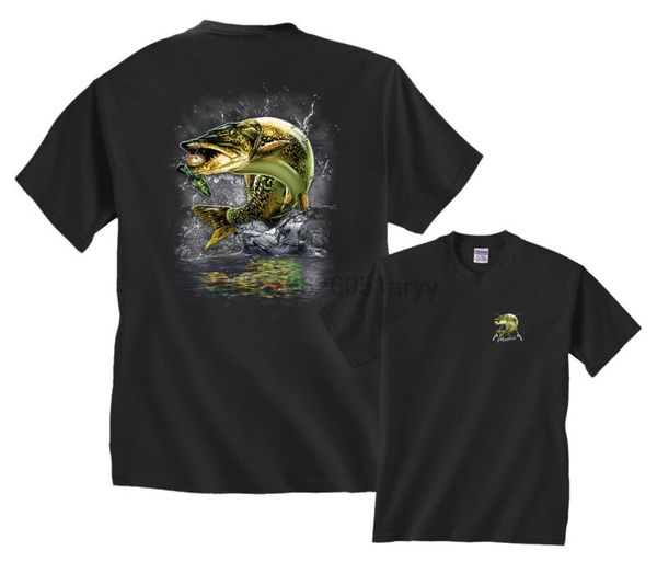 jumping muskie fishing t-shirt sport hooded sweatshirt hoodie