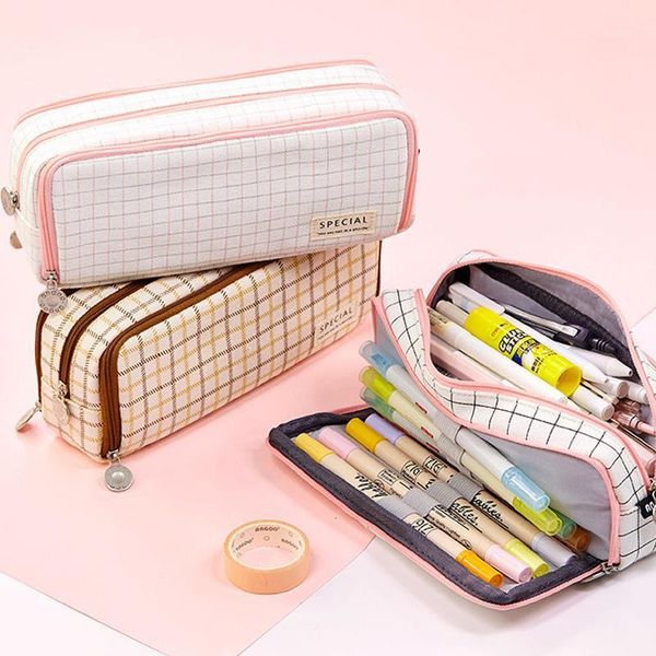 cute grid pencil case kawaii canvas pencil case bag for students large capacity stationery pouch creative school supplies new1
cute grid pencil case kawaii canvas pencil case bag for students large capacity stationery pouch creative school supplies new1