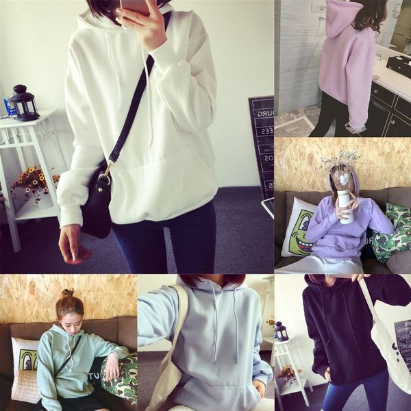 2019 new coat sweater autumn hooded plush solid color pocket sweater women's long sleeve students' coat is loose 2tyjt, Black
2019 new coat sweater autumn hooded plush solid color pocket sweater women's long sleeve students' coat is loose 2tyjt, Black