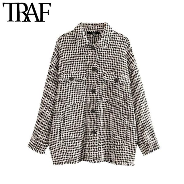 traf women vintage stylish frayed tassel oversized tweed plaid jacket coat fashion long sleeve pockets outerwear chic, Black;brown
traf women vintage stylish frayed tassel oversized tweed plaid jacket coat fashion long sleeve pockets outerwear chic, Black;brown
