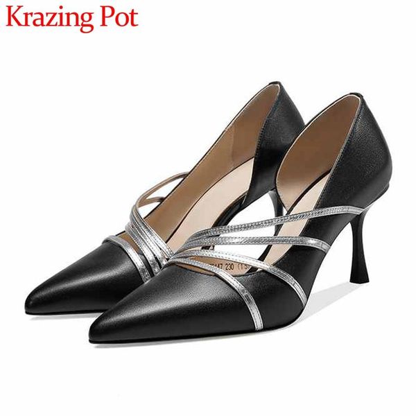 krazing pot elegant fashion mixed colors genuine leather shoes pointed toe stiletto high heels slip on mature women pumps l47, Black
krazing pot elegant fashion mixed colors genuine leather shoes pointed toe stiletto high heels slip on mature women pumps l47, Black