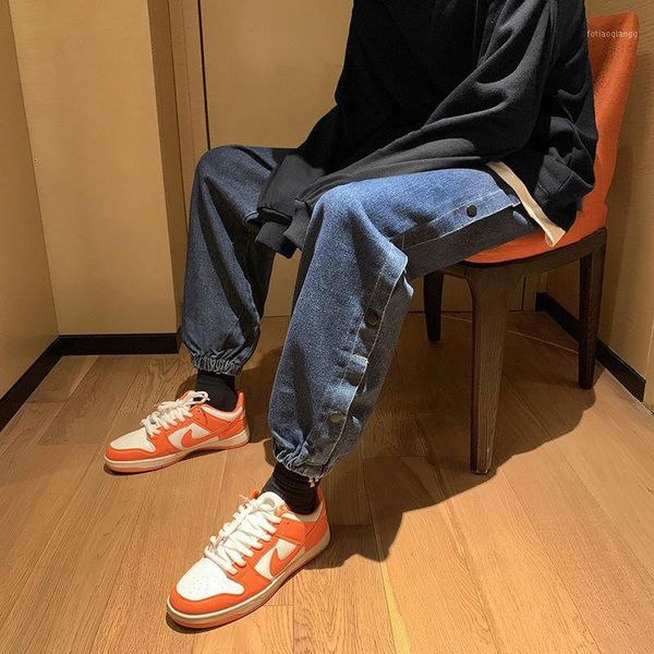 all-match thicked jeans men's loose washed denim trousers side button overalls harem pants hip-hop tide street autumn winter1, Blue
all-match thicked jeans men's loose washed denim trousers side button overalls harem pants hip-hop tide street autumn winter1, Blue