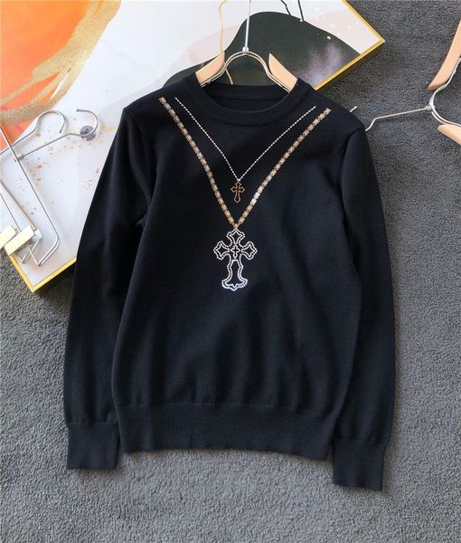 chao brand crosin cross horseshoe sanskrit drill men's round neck pullover bottom shirt long sleeve couple's sweater, White
chao brand crosin cross horseshoe sanskrit drill men's round neck pullover bottom shirt long sleeve couple's sweater, White