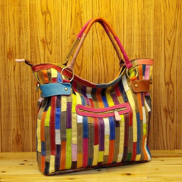 handbag for women genuine leather striped patchwork colorful shoulder fashion bags lady tote vintage casual travel hand bag
handbag for women genuine leather striped patchwork colorful shoulder fashion bags lady tote vintage casual travel hand bag