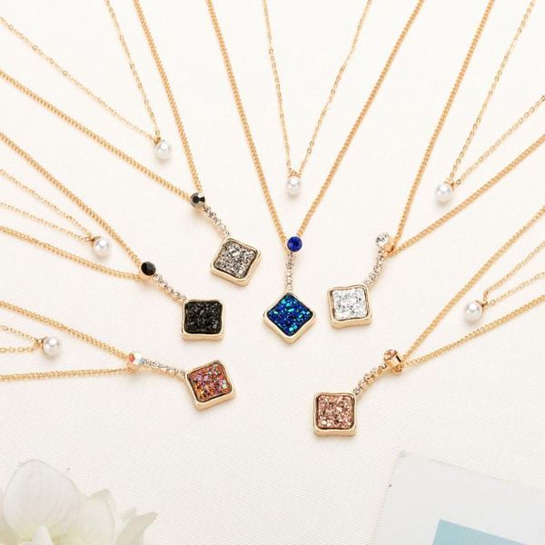 2 layers druzy hexagon pearls square pendant necklaces for women fashion trendy 2 layers collar quartz stone pendant necklaces1, Golden;silver
2 layers druzy hexagon pearls square pendant necklaces for women fashion trendy 2 layers collar quartz stone pendant necklaces1, Golden;silver