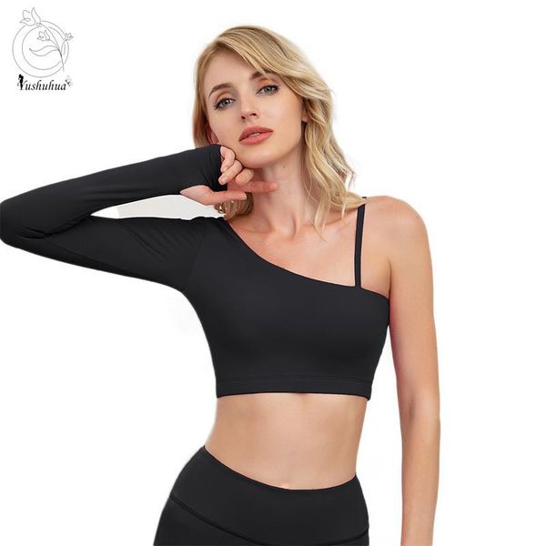yoga outfits yushuhua 2021 single shoulder long sleeve crop with chest pad sports fitness shirt women's shir, White;red
yoga outfits yushuhua 2021 single shoulder long sleeve crop with chest pad sports fitness shirt women's shir, White;red