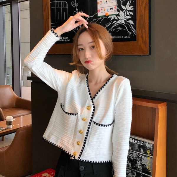 2020 autumn new women's small fragrance v-neck sweater jacket sleeve clip jacketwith long sleeve jacket sweater cardigan fashion gvlxq, White;black
2020 autumn new women's small fragrance v-neck sweater jacket sleeve clip jacketwith long sleeve jacket sweater cardigan fashion gvlxq, White;black