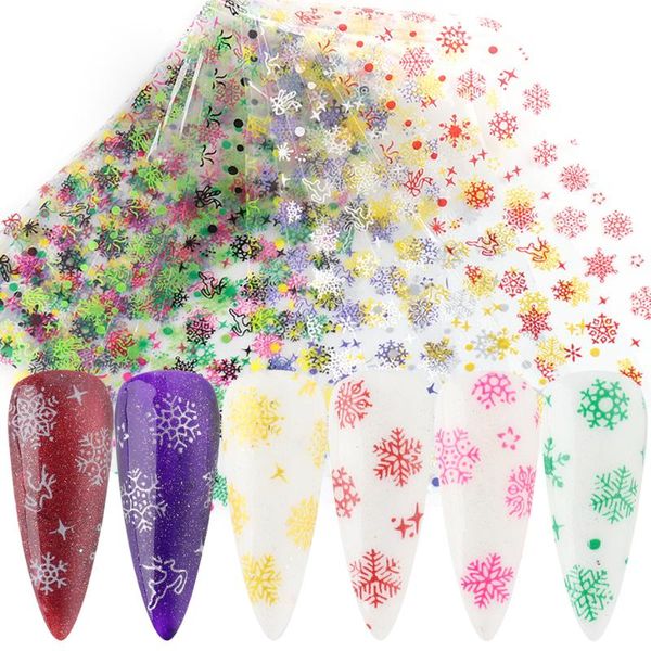 10pc snowflake nail transfer foil set colorful christmas elk nail stickers new year's art decals manicure decoration le8101, Black
10pc snowflake nail transfer foil set colorful christmas elk nail stickers new year's art decals manicure decoration le8101, Black