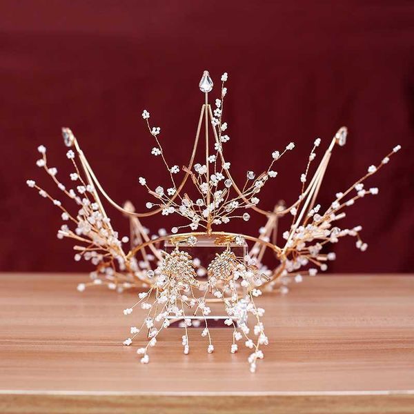 bridal headdress xianmei exquisite handmade millet bead flower round crown female wedding white yarn accessories, Silver
bridal headdress xianmei exquisite handmade millet bead flower round crown female wedding white yarn accessories, Silver