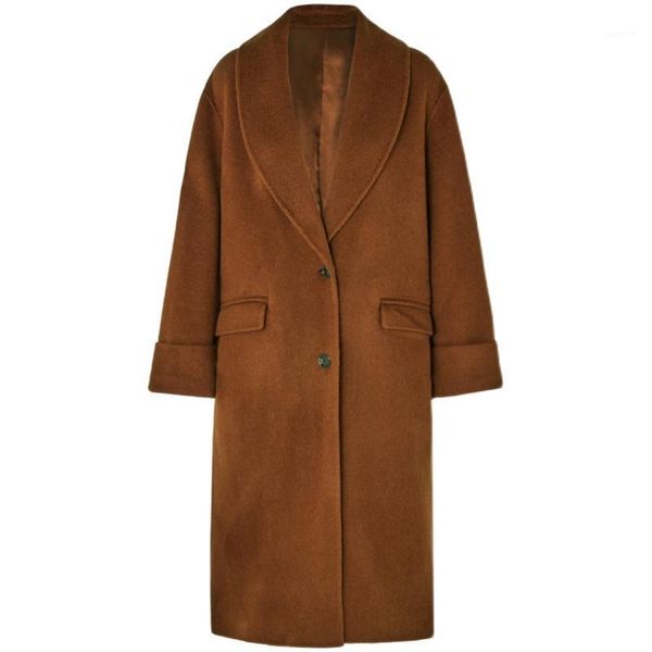 new arrival autumn winter long woolen coat women lapel single breasted casual wool blends overcoat1, Black
new arrival autumn winter long woolen coat women lapel single breasted casual wool blends overcoat1, Black