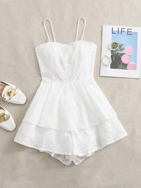 tie backless eyelet embroidery romper n2eg#, White
tie backless eyelet embroidery romper n2eg#, White