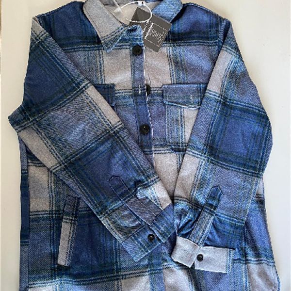 2021 new womens chic lightweight plaid wool blend shirt jackets outwear woolen coats streetwear nlyq, Black 
2021 new womens chic lightweight plaid wool blend shirt jackets outwear woolen coats streetwear nlyq, Black