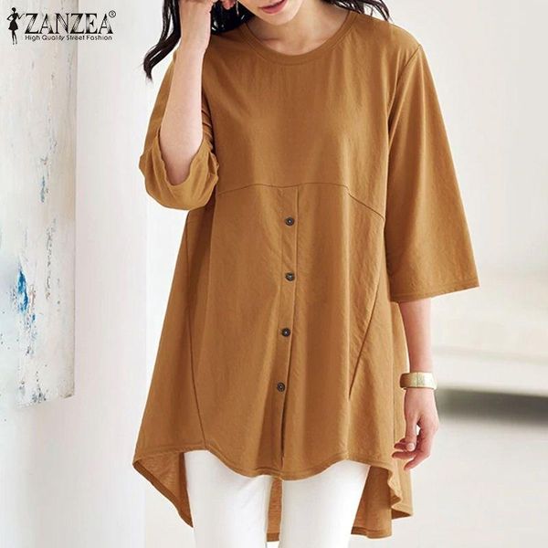 women's blouses & shirts oversized retro blouse for women 2021 summer holiday zanzea casual short sleeve ladies cotton blusa femininas, White
women's blouses & shirts oversized retro blouse for women 2021 summer holiday zanzea casual short sleeve ladies cotton blusa femininas, White