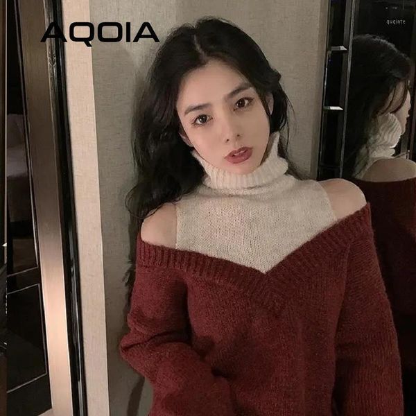 2020 winter korea style women pullovers fake two turtleneck knit woman sweater long sleeve off the shoulder female clothing1, White;black
2020 winter korea style women pullovers fake two turtleneck knit woman sweater long sleeve off the shoulder female clothing1, White;black