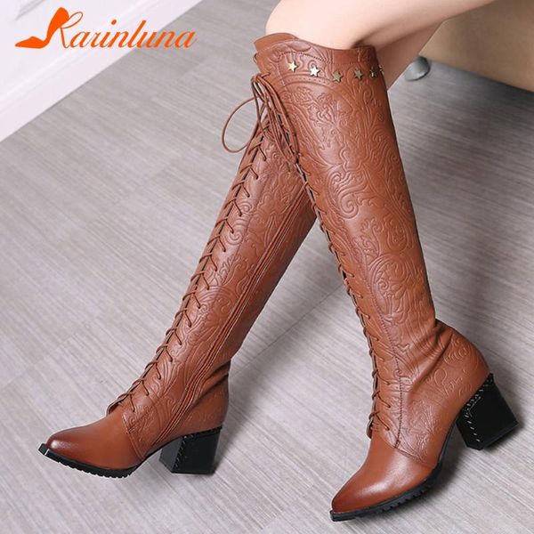 shoes women plus size 34-42 genuine leather pointed toe cross-ties knee high boots square thick heels, Black
shoes women plus size 34-42 genuine leather pointed toe cross-ties knee high boots square thick heels, Black