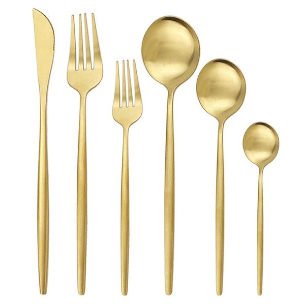 6pcs/set gold cutlery set knives dessert fork spoon flatware set stainless steel dinnerware kitchen tableware silverware
6pcs/set gold cutlery set knives dessert fork spoon flatware set stainless steel dinnerware kitchen tableware silverware