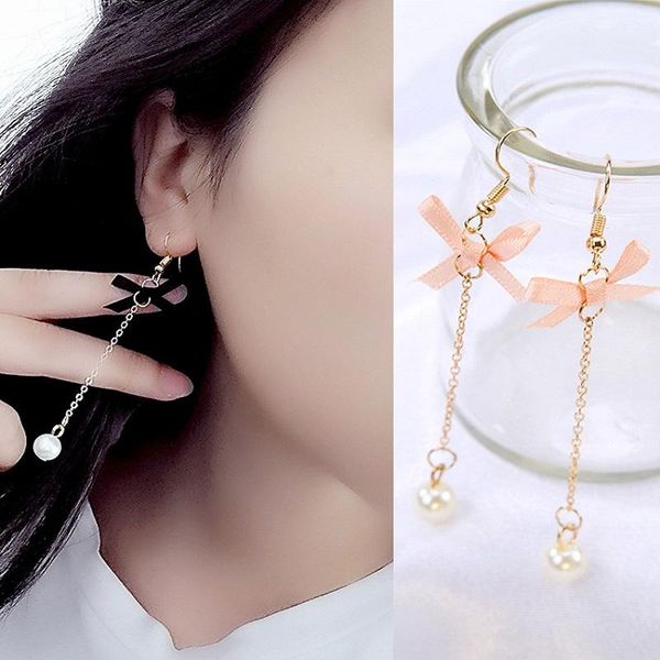 stud teenage heart jewelry net red soft sister bow earrings korean temperament long pearl pendant, Golden;silver
stud teenage heart jewelry net red soft sister bow earrings korean temperament long pearl pendant, Golden;silver