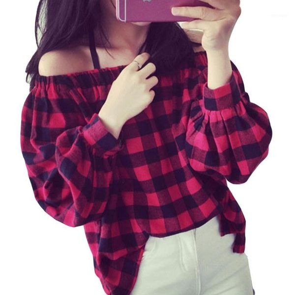 loneyshow 2018 summer tees t-shirt women fashion plaid long lantern sleeve slash neck t shirt women t-shirts1, White
loneyshow 2018 summer tees t-shirt women fashion plaid long lantern sleeve slash neck t shirt women t-shirts1, White