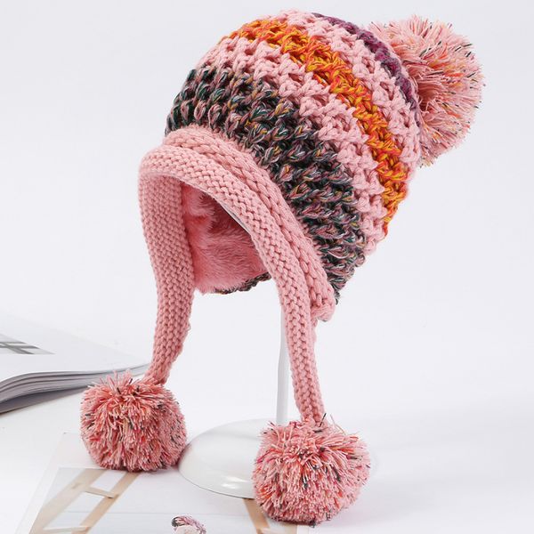 ht1996 new winter knitted hats women patchwork pompon balls earflap caps ladies warm thick winter beanies female beanie hat 201012, Blue;gray
ht1996 new winter knitted hats women patchwork pompon balls earflap caps ladies warm thick winter beanies female beanie hat 201012, Blue;gray