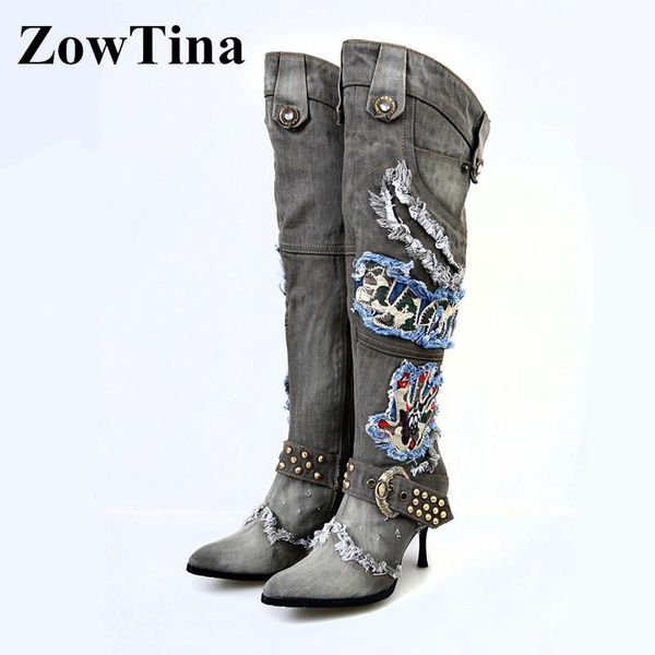 boots grey denim women long cowgirl 9cm thigh high heels winter botas feminina ladies shoes large size 41 botines mujer 2021, Black
boots grey denim women long cowgirl 9cm thigh high heels winter botas feminina ladies shoes large size 41 botines mujer 2021, Black