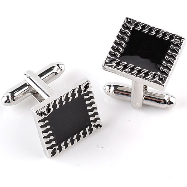 

Fashion Jewelry Black Square Enamel Shirt Cufflinks For Mens Brand Cuff Buttons High Quality High Quality French Cuff Links 6