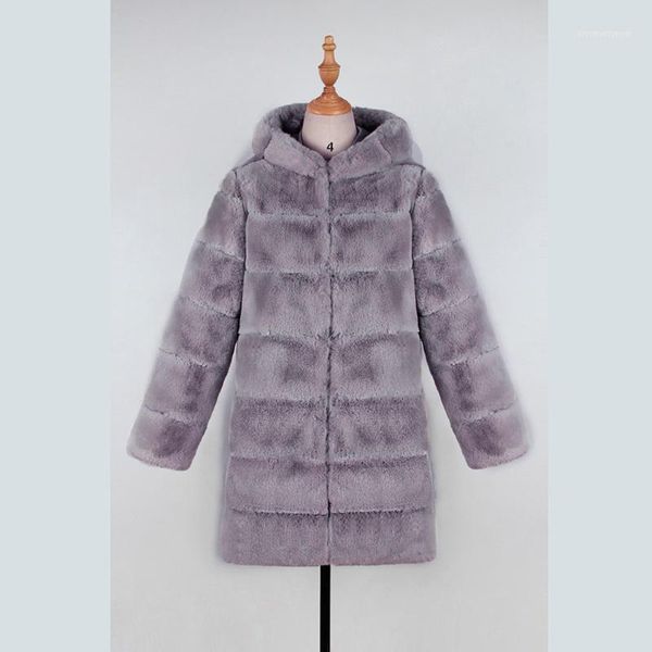 women's fur & faux women fashion luxury coat hooded autumn winter warm overcoat1, Black