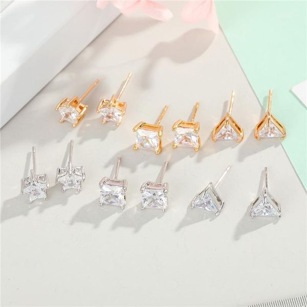 1pair minimalist shiny star triangle zircon stud earrings for women trendy clear crystal square geometric small ear stud jewelry1, Golden;silver
1pair minimalist shiny star triangle zircon stud earrings for women trendy clear crystal square geometric small ear stud jewelry1, Golden;silver