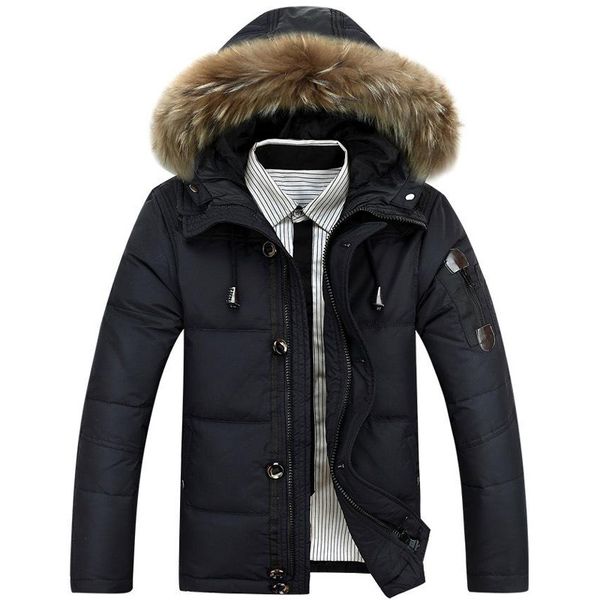 90% white duck down winter warm coat men's hat detachable fur collar parkas down jacket hooded feather clothing for men male 201204, Black
90% white duck down winter warm coat men's hat detachable fur collar parkas down jacket hooded feather clothing for men male 201204, Black