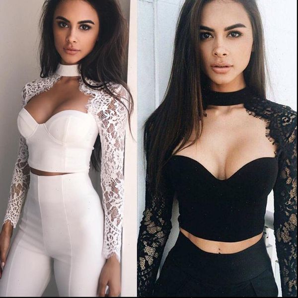 new fashion summer women casual vest blouse long sleeve lace crop shirt hot, White 
new fashion summer women casual vest blouse long sleeve lace crop shirt hot, White