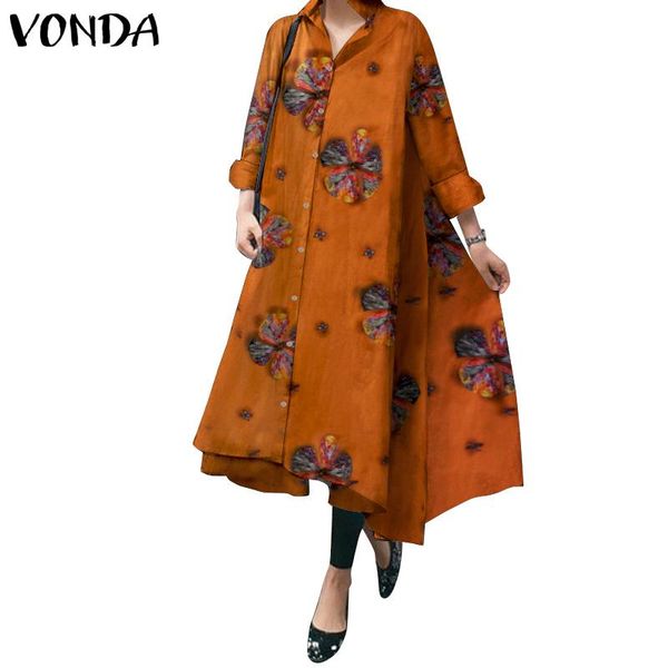 2021 vonda plus size women'shirt dress button up asymmetric midi dress oversized vestido floral printed long sleeve lapel, Black;gray
2021 vonda plus size women'shirt dress button up asymmetric midi dress oversized vestido floral printed long sleeve lapel, Black;gray