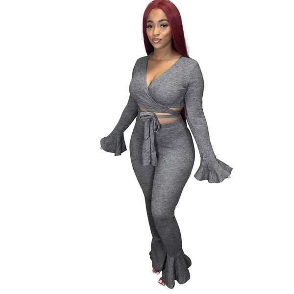 women's tracksuits 2 piece set women clubwear bandage flare long sleeve crop and pants autumn skinny two club outfits, Gray
women's tracksuits 2 piece set women clubwear bandage flare long sleeve crop and pants autumn skinny two club outfits, Gray