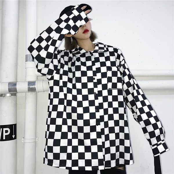 women men loose oversized korean streetwear vintage pocket checkerboard plaid blouse harajuku long sleeve shirt hiphop rap, White
women men loose oversized korean streetwear vintage pocket checkerboard plaid blouse harajuku long sleeve shirt hiphop rap, White
