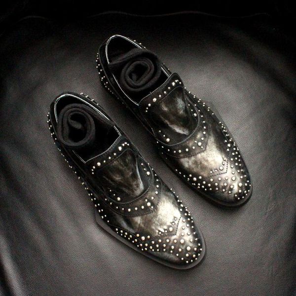 rivets cow leather men formal business shoes autumn oxfords, Black
rivets cow leather men formal business shoes autumn oxfords, Black