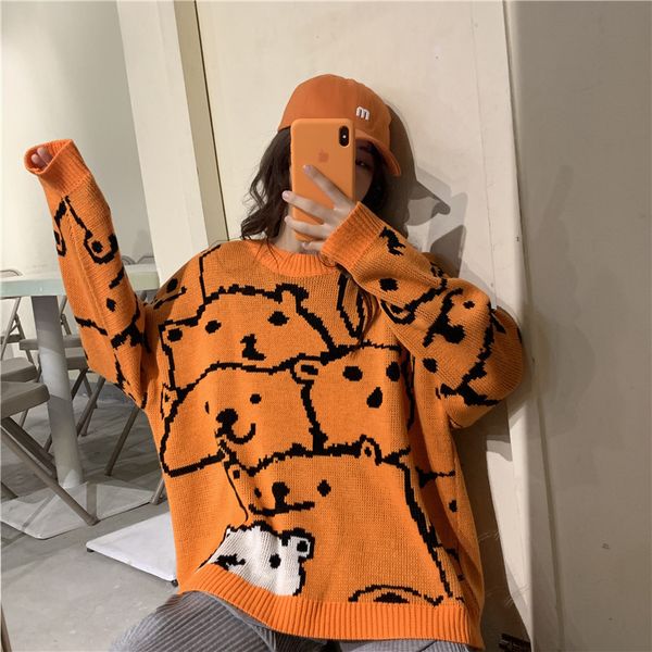 2021 new autumn fashion new female sweater standard collar round sleeve long kawaii pullover harajuku streetwear iqcf, White;black
2021 new autumn fashion new female sweater standard collar round sleeve long kawaii pullover harajuku streetwear iqcf, White;black