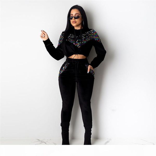 women sequins panelled 2 piece set fall winter clothing pullover pants sportswear crop hoodies leggings outfit outerwear bodysuit 1989, White
women sequins panelled 2 piece set fall winter clothing pullover pants sportswear crop hoodies leggings outfit outerwear bodysuit 1989, White