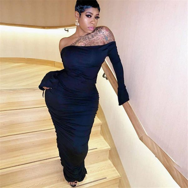 2020 fashion autumn and winter lady's new halter straps pleated long-sleeved flared sleeves shoulder bag hip dress 3 colors size s-l, Black;gray
2020 fashion autumn and winter lady's new halter straps pleated long-sleeved flared sleeves shoulder bag hip dress 3 colors size s-l, Black;gray