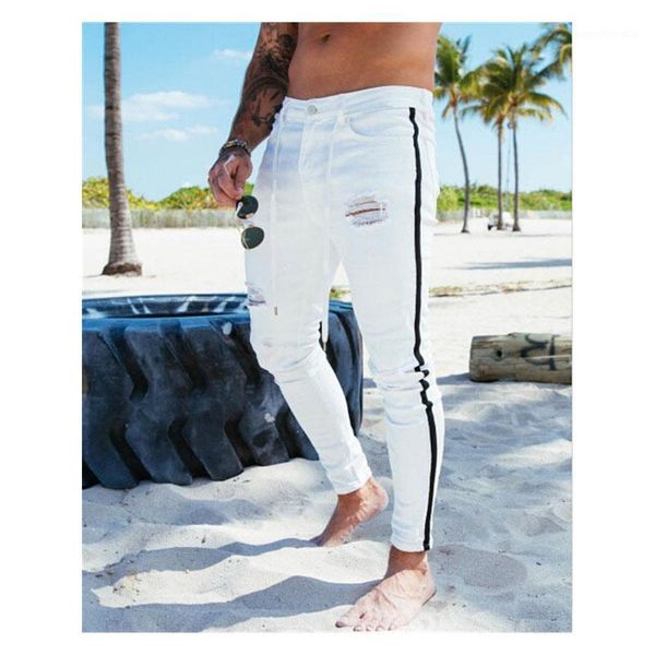 men's jeans brand fashion 2021 men's skinny ripped destroyed comfy stretch stripe trim denim pants1, Blue
men's jeans brand fashion 2021 men's skinny ripped destroyed comfy stretch stripe trim denim pants1, Blue