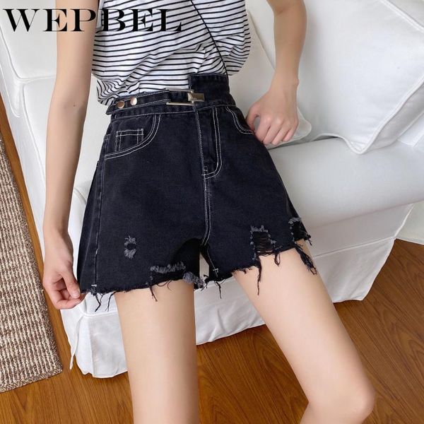 wepbel women's summer hole denim shorts casual solid color tassel high waist loose wide leg denim shorts, Blue
wepbel women's summer hole denim shorts casual solid color tassel high waist loose wide leg denim shorts, Blue