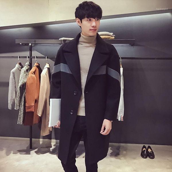 turn down collar pockets mens coats 2020 winter long sleeve patchwork wool blend coat and jacket slim male coats1, Black
turn down collar pockets mens coats 2020 winter long sleeve patchwork wool blend coat and jacket slim male coats1, Black
