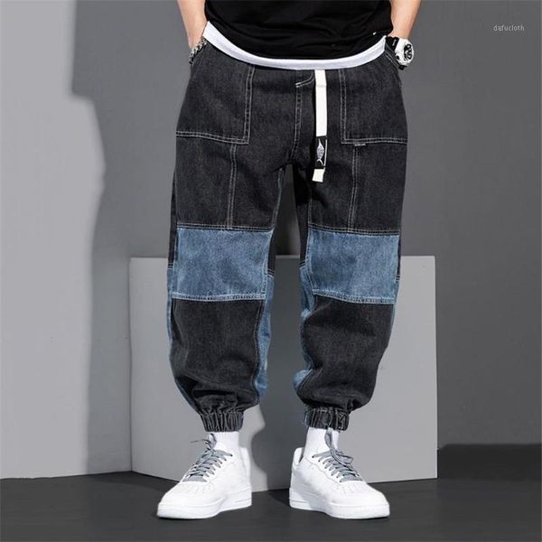 men's cargo pants 2020 hip-hop style loose elastic waist washed denim patchwork jeans streetwear leisure pantalons pour hommes1, Blue
men's cargo pants 2020 hip-hop style loose elastic waist washed denim patchwork jeans streetwear leisure pantalons pour hommes1, Blue