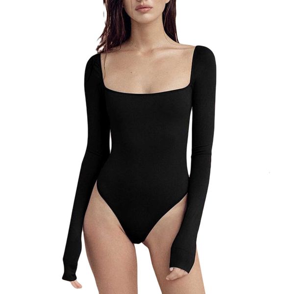 women's solid slim jumpsuits romper wrapped elastic party square neck long sleeve warm casual pullover top, Black;white
women's solid slim jumpsuits romper wrapped elastic party square neck long sleeve warm casual pullover top, Black;white